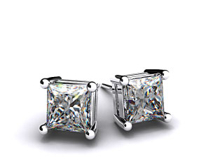 Pair of Ladies Classic 18k White Gold  Asscher Cut Settings